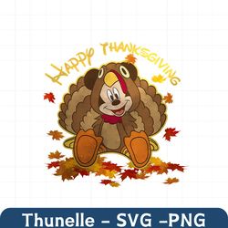 Cute Mickey Happy Thanksgiving Turkey Vibes PNG File