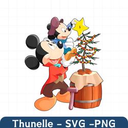 Mickey Mouse With Christmas Tree PNG