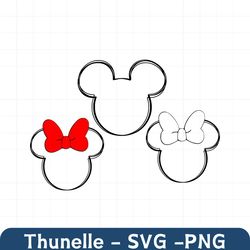 Mickey Mouse and Minnie Mouse head, Mickey Head Scribble, Minnie Scribble SVG, PNG, Eps and Png files included, Instant