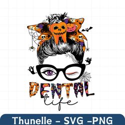 Spooky Dental Life PNG, Messy Bun Hair Halloween Png