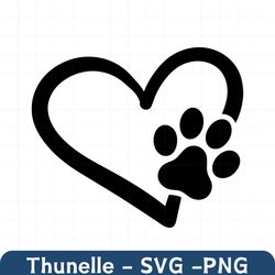 Dog Paw Heart SVG Pet Adoption Clip Art Cut File Silhouette dxf eps png jpg Instant Digital Download