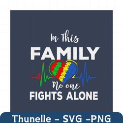 In This Family No One Fights Alone Svg, Autism Svg, Awareness Svg, Autism Awareness Svg, Autism Quotes, Family Svg, Figh