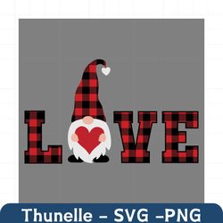 Plaid Gnome Love Svg, Valentine Svg, Gnome Svg, Valentine Gnome Svg, Gnome Hugging Heart, Gnome With Heart, Gnome Heart