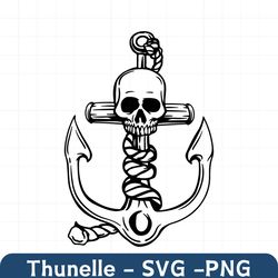 Anchor Skull SVG | Sailing SVG | Sailor TShirt Decal Sticker Graphics | Cricut Cutting File Printable Clipart Vector Di