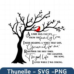 A Limb Has Fallen SVG, Red Cardinal SVG File, Memorial Svg, Remembrance Svg, Family Tree Svg, Farmhouse Sign, Cricut & S