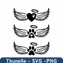Dog Memorial Svg, Cat Remembrance Cut File, Paw with Wings
