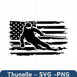 US Skiing SVG | American Skier SVG | Snow Ski Illustration Drawing Decal | Cricut Cut File | Cuttable Clipart Vector Dig
