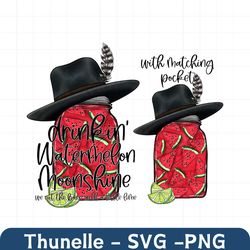 Drinkin' Watermelon Moonshine Png, Country Music Design, Pocket Set PNG Sublimation, Western Shirt Png, Sublimation Down