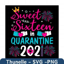 Sweet Sixteen In Quarantine 2021 Svg, Birthday Svg, Quarantine Birthday 2021 Svg, Sweet Sixteen Svg, Sixteen Birthday Sv