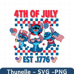 4th Of July Est 1776 Patriotic Stitch PNG