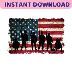 American Soldier Flag PNG, American Soldier with Distressed American Flag Sublimation Design Downloads, 4th of july