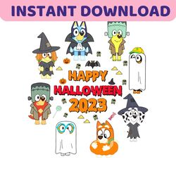 Bluey Happy Halloween 2023 Png, Bluey Family Halloween Png, Bluey Spooky Png