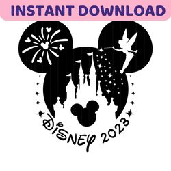 Mickey Ears Tinker Bell Castle, Mickey, 2023  Silhouettes Digital Download, SVG, PNG, Cricut, Silhouette Cut File, Vect
