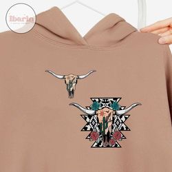 Cow skull western aztec sublimation design, wester png, western clipart, cowgirl retro png, western digital designs