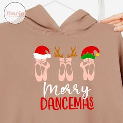 Merry Dancemas Svg, Christmas Ballet Shoes Svg, Png, DIGITAL DOWNLOAD FILE, Dancing Girl Shirt Svg for Cricut