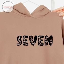 Seven Flower SVG  Seventh Birthday SVG  7th Birthday Girl Shirt  Digital Download  Birthday Girl Floral  Cricut Cut