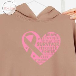 Cancer Awareness Heart Svg/Eps/Png/Dxf/Jpg/Pdf, Brave Svg, Survivor Cut, Strength Quote, Fighter Print, Cure Vector, Can