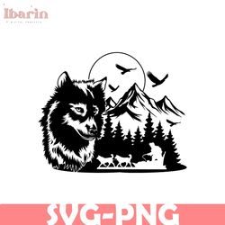 Howling Wolf SVG | Snow Mountains SVG | Wild Animal T Shirt Decal Graphic | Cricut Cut File Silhouette Clipart Vector D
