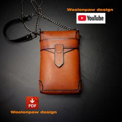 Leather pattern to  make small leather bag / half-stitchless pattern bag