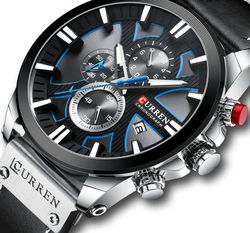 Chronograph Sport Men Watches Quartz Clock Leather Male Wristwatch Relogio Masculino Fashion Gift for Men