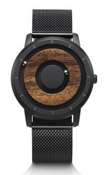 Magnetic Wooden Dial Fashion Casual Quartz Watch Simple Men's Watch Stainless Steel Leather Strap