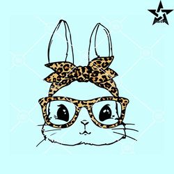 Leopard Bunny svg, Easter bunny with leopard print bandana svg, Easter bunny with leopard print sunglasses svg