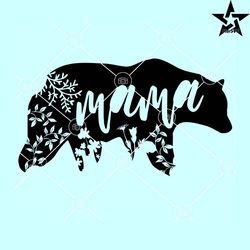 mama bear floral svg, mama bear with flowers svg, floral mama svg, bear mama svg, mama bear silhouette svg