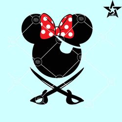 Minnie Mouse Pirate SVG, Minnie with pirate bandana SVG, Disney pirate SVG