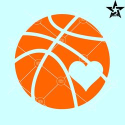 one color basketball with heart svg, basketball heart svg, heart basketball svg