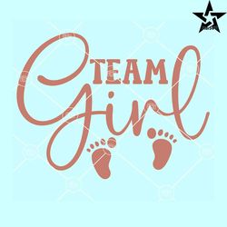 team girl with baby footprints svg, team girl svg, gender reveal svg, baby announcement svg, baby girl svg