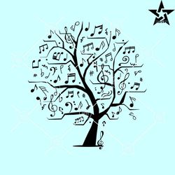 Tree with Music notes SVG, Music Tree With Notes svg, Music Tree svg, Music Notes svg