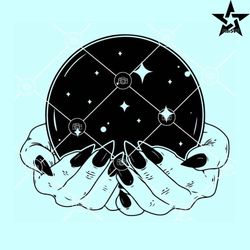 witch hands holding crystal ball svg, witch hands svg, witchy girl svg, fortune teller svg