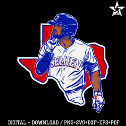 Marcus Semien Texas Map Baseball Player SVG Cricut Files