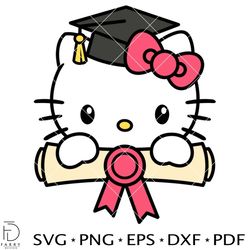 Graduate Hello Kitty Svg, Senior Svg, School Svg, Kawaii Svg, Cricut, Vector Cut File