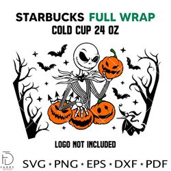 Jack Skellington Pumpkin Starbucks Full Wrap Svg, Halloween Svg, Spooky Season Svg, Trick or Treat Svg, Cricut, Vector C