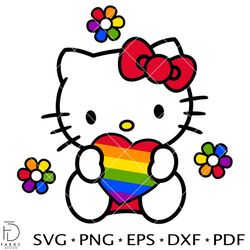 Pride Rainbow Hello Kitty Svg, Sanrio Svg, Hello Kitty Svg, Kawaii Svg, Cricut, Vector Cut File