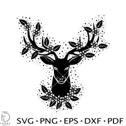Floral Deer Svg, Buck Head Svg, Deer Head Monogram Svg