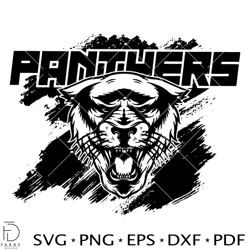 Grunge Panthers Head Svg, Brush Panthers Svg, Panthers Logo