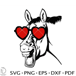 Horse with Heart Glasses Svg, Horse Valentine Day Svg,