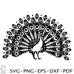Peacock Spreading Its Tail Svg, Peacock Feather Svg, Peacock