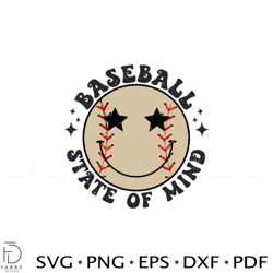 Baseball State Of Mind Smiley Face SVG Graphic Designs Files