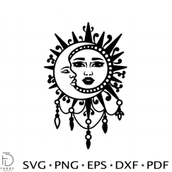Celestial Sun And Moon Boho SVG Files for Cricut Sublimation Files