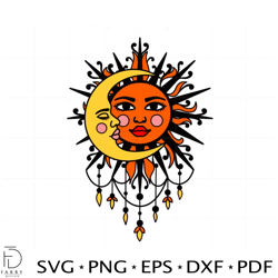 Celestial Sun And Moon Face Boho SVG for Cricut Sublimation Files