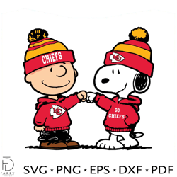 Charlie Brown And Snoopy Go Chiefs SVG