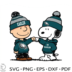 Charlie Brown And Snoopy Go Eagles SVG