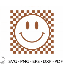 Checkered Smiley Oversized Retro aesthetic SVG Cutting Files