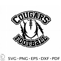 Cougars Football School Team Logo SVG TShirt Cricut Files Silhouette