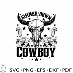 Cow Skull Simmer Down Cowboy Vector SVG Files for Cricut Sublimation Files