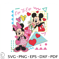 Cute Mickey And Minnie Eye To Eye Valentine SVG