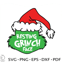 Cute Santa Hat Resting Grinch Face SVG File For Cricut